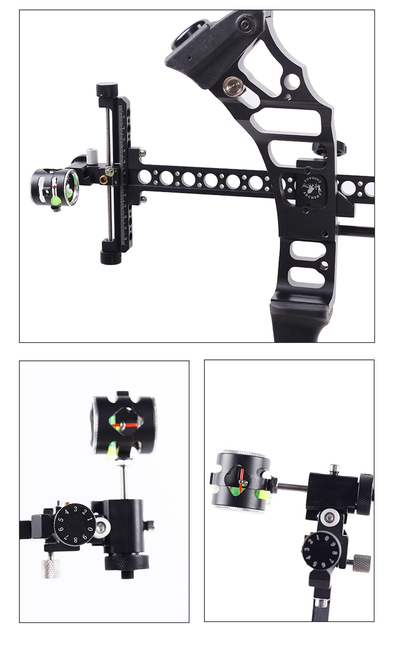 跨级现货tp8510瞄准器复合反曲弓箭通用单针瞄 带4倍镜长杆射箭瞄