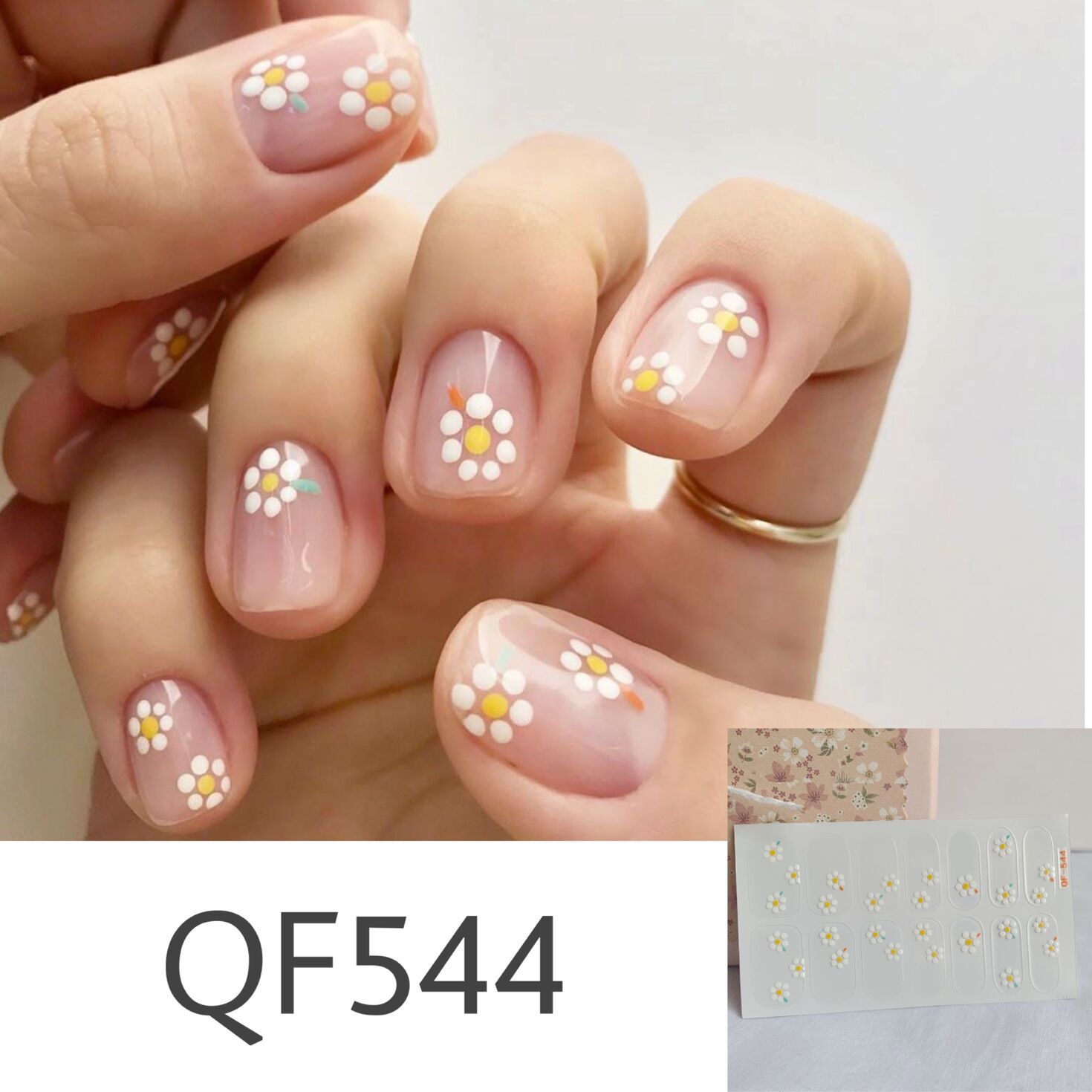 Semi-Sugar Graffiti Ins Frosted-Little Daisy Polka Dot Nail Stickers Nail Stickers Waterproof Tearable Nail Stickers French Style