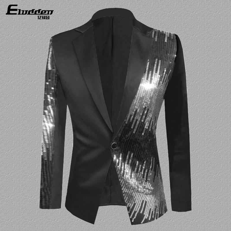 Men's Blazer Costume Men's Coat Nightclub Singer Casual Suit Esmoquin Sequined Dress