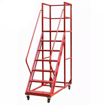 登高梯库房超市理货取货凳梯子仓库登高车 移动平台梯带轮货架-报价