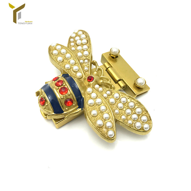 箱包五金配件鎏金蜜蜂锁 锌合金压铸女包前幅装饰按锁扣现货