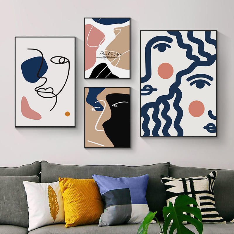 厂家现代简约客厅装饰画 马蒂斯抽象几何线条人物创意挂画