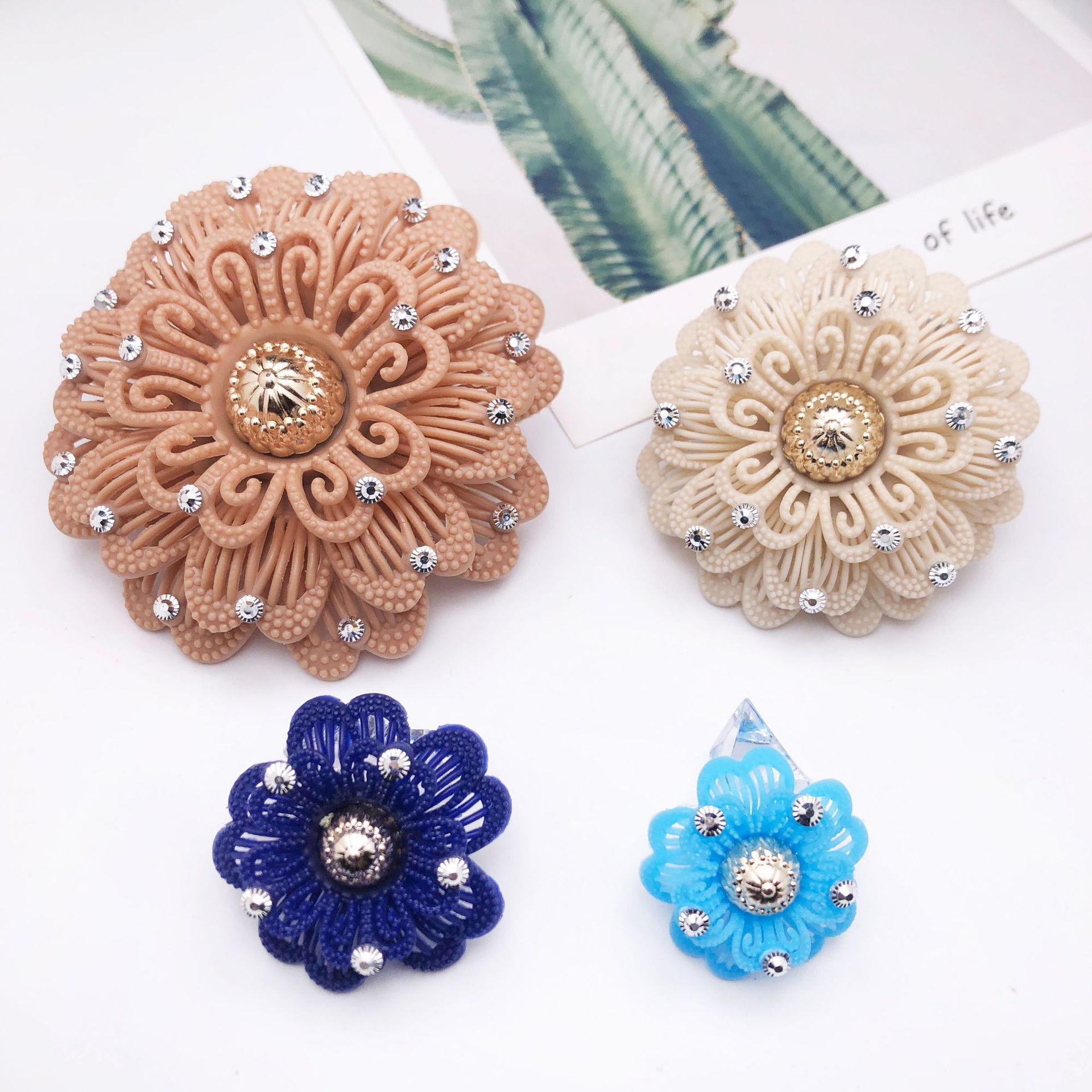 恒雅盛工厂自产自销2020新款点钻牡丹鞋花鞋辅料女拖凉鞋鞋头花