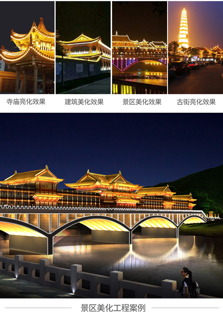 室外古建筑屋顶led瓦楞灯3w6w庭院凉亭瓦片灯金黄光月牙户外防水