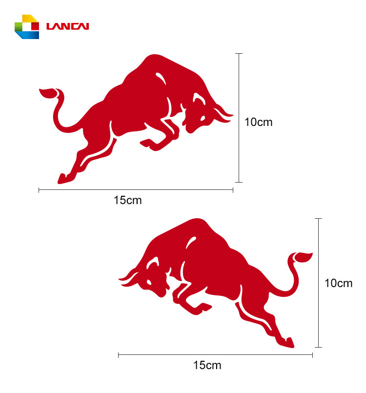 红色牛头改装赛车车身贴纸-个性潮流酷炫敢死队斗牛贴