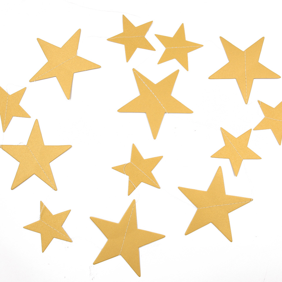 4米金色五角星纸拉花 大小尺寸五星吊串星星挂饰纸串婚礼派对装饰