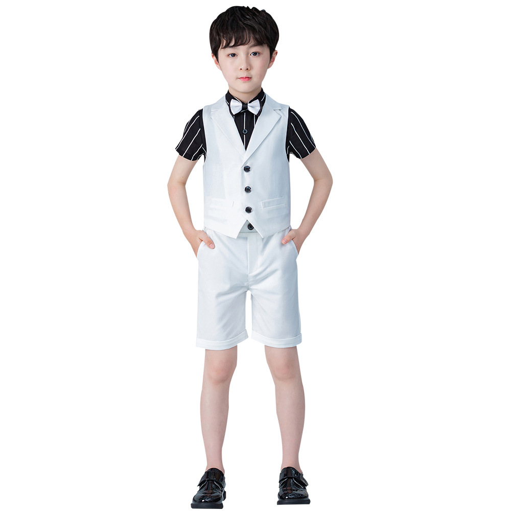 Boys' 2023 Summer Clothes Children's Vest Shorts Suit Baby Boys' Show Performance Clothes Vest Dresses of Bride Fellow Kids Wholesale