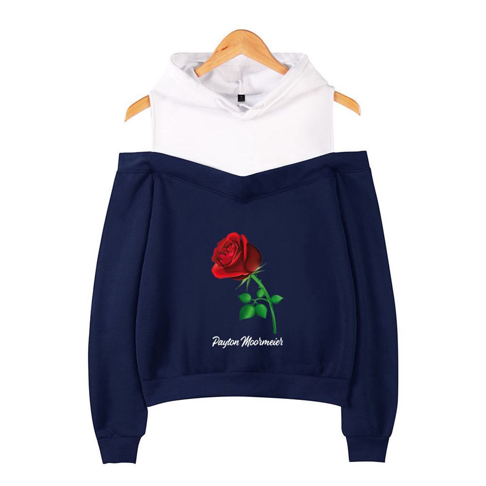 跨境美国网红payton moormeier韩版个性潮舒适性感露肩吊带卫衣