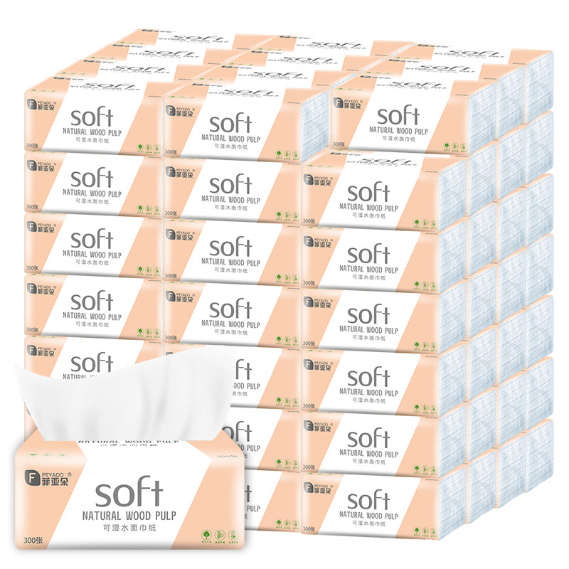 Feiyaduo 300 Sheets Wholesale Paper Toilet Paper Napkin Household Facial Tissue 60 Packs/30 Packs/27 Packs/18 Packs