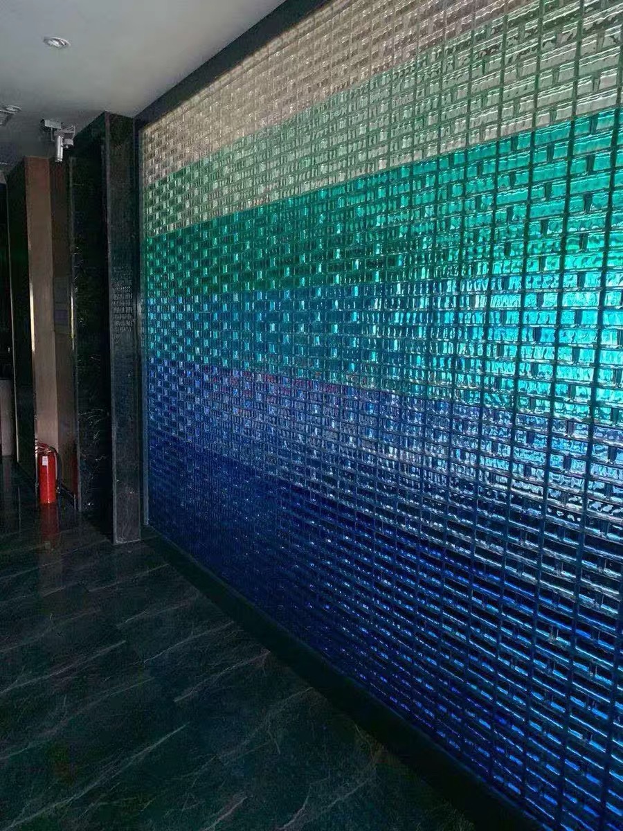 实心玻璃砖透明方形隔断墙水晶砖吧台透光磨砂彩色售楼处幕墙景墙