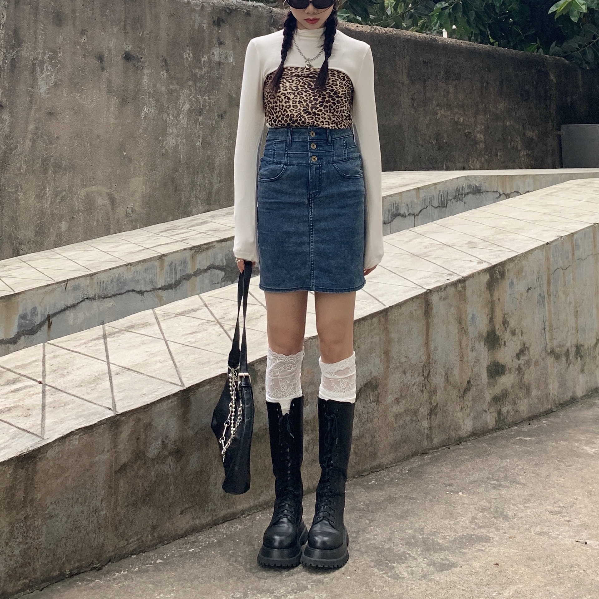 秋冬韩版长筒靴袜马丁靴子袜配靴子的蕾丝过膝袜辣妹丝袜潮高筒袜