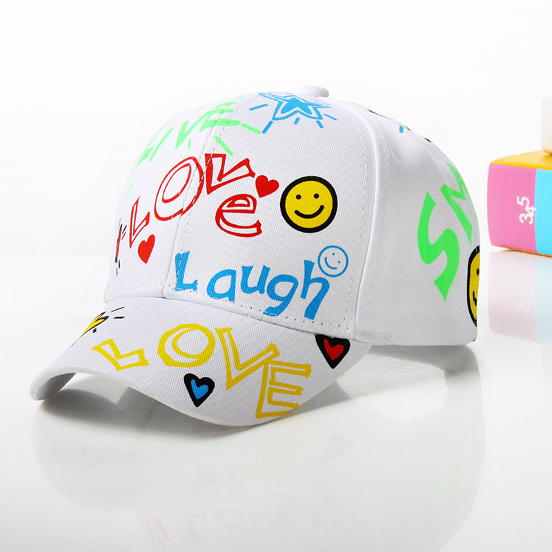 20新款韩版卡通涂鸦鸭舌帽子儿童亲子款男棒球帽女士时尚嘻哈帽