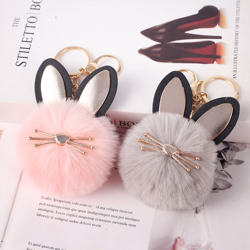 New Fashion Cat Fur Ball Keychain Wool-like Ball Women's Bag Keychain Automobile Hanging Ornament Accessories Wholesale