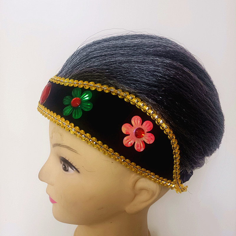 戏剧舞台表演道具老太婆假媒婆头套老太太假发头套帽子头饰