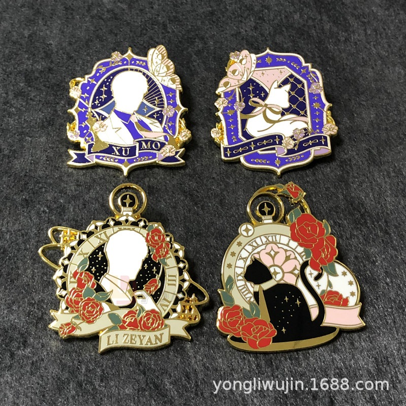恋与制作人游戏周边 金属珐琅镀金徽章 卡通动漫人物纪念胸针定制