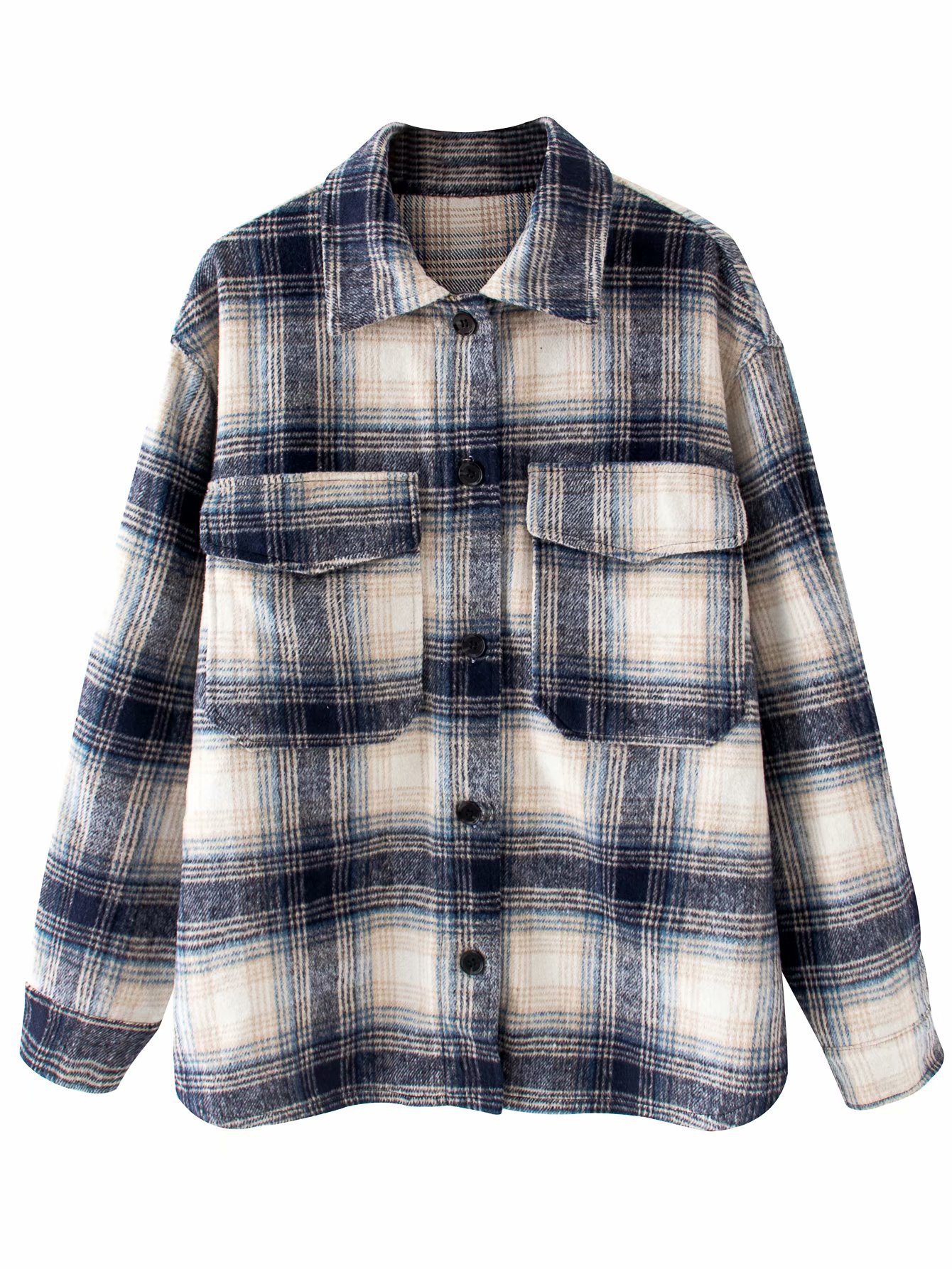 女款磨毛格子衬衫图片