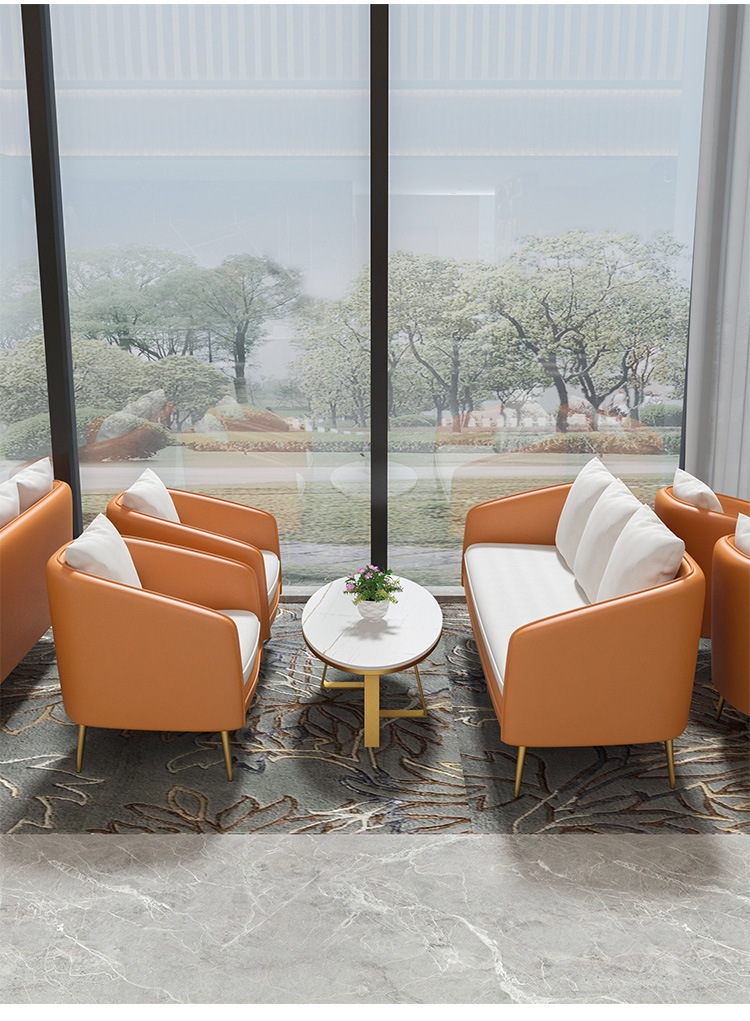 简约现代休息区单人沙发售楼处会客咖啡厅奶茶店接待区茶几洽谈桌