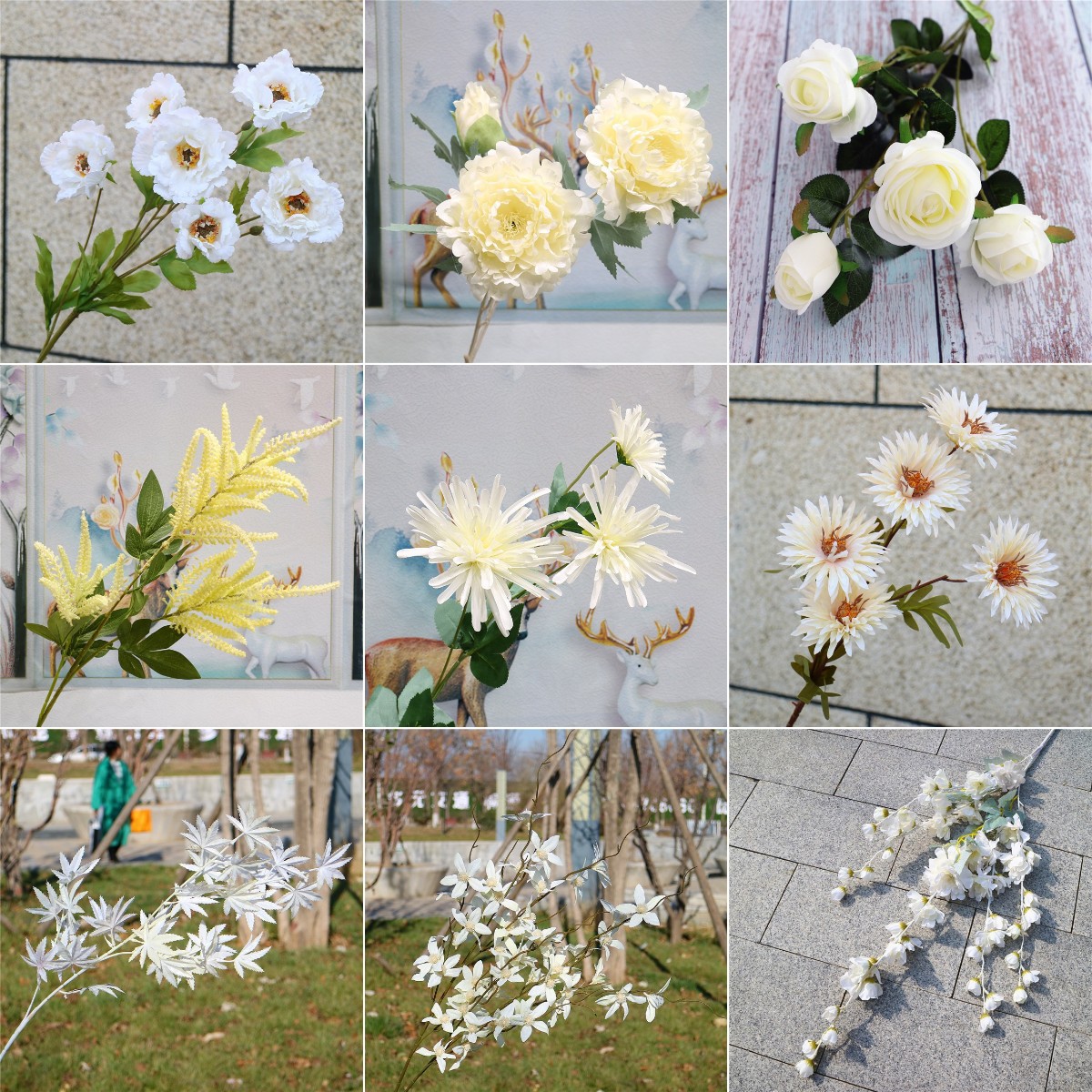 白色系仿真花 晶品款1组 婚庆婚礼堂酒店装饰假花