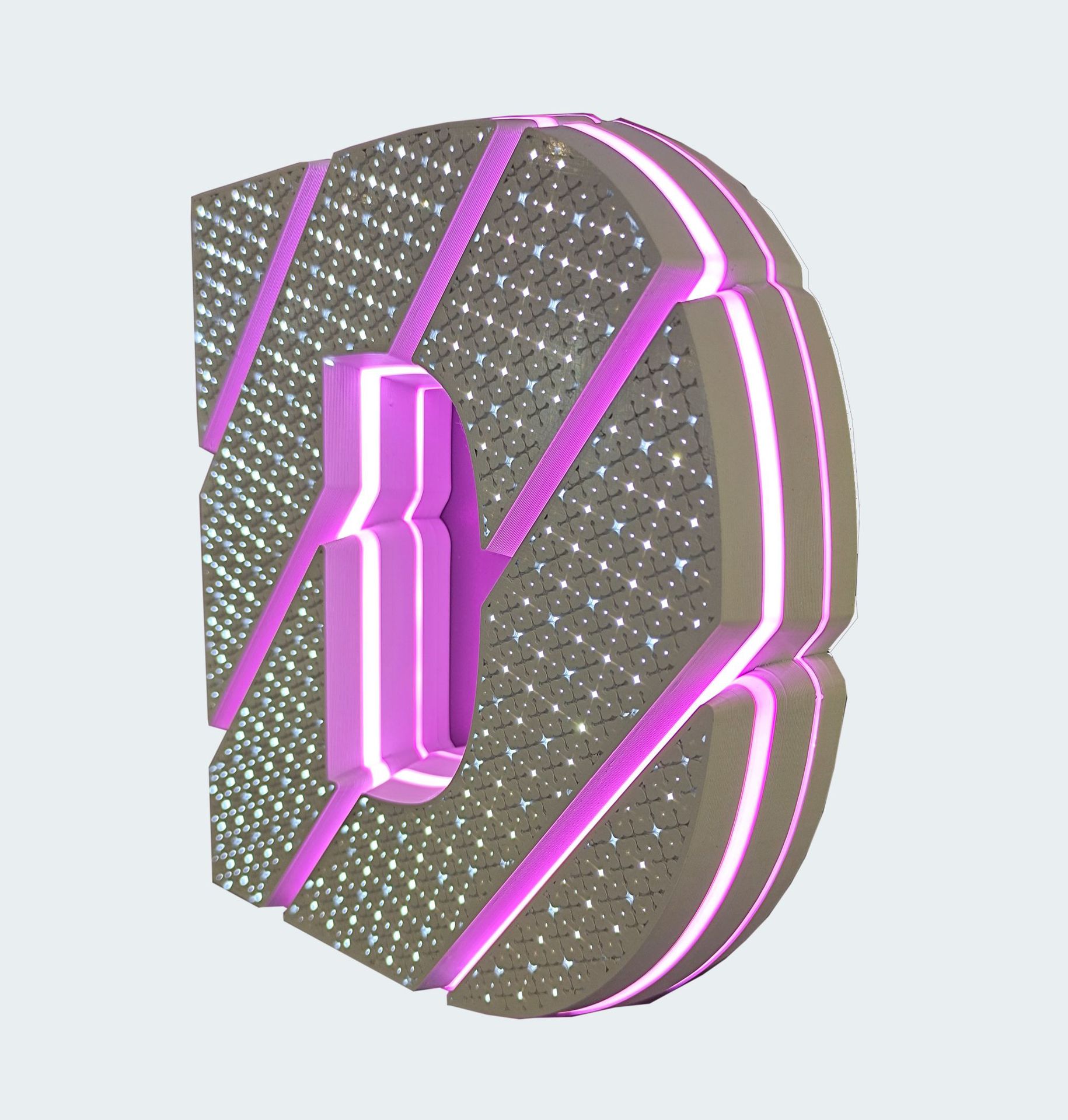 3d打印斜边迷你灌胶超级发光字