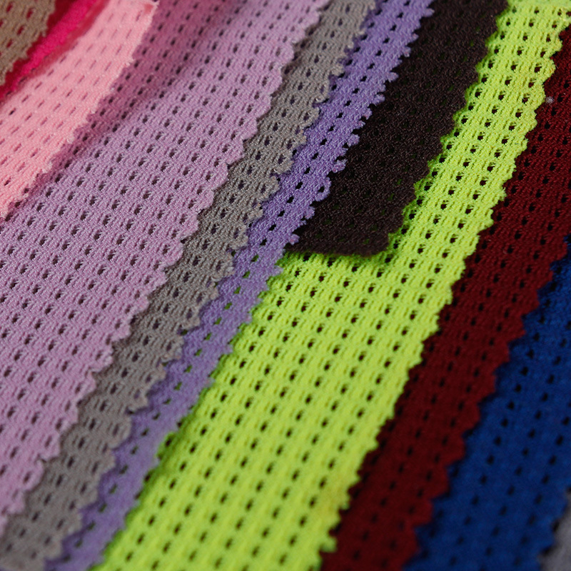 180g方格网眼布 涤氨纶针织提花布高弹透气运动t恤背心休闲服面料