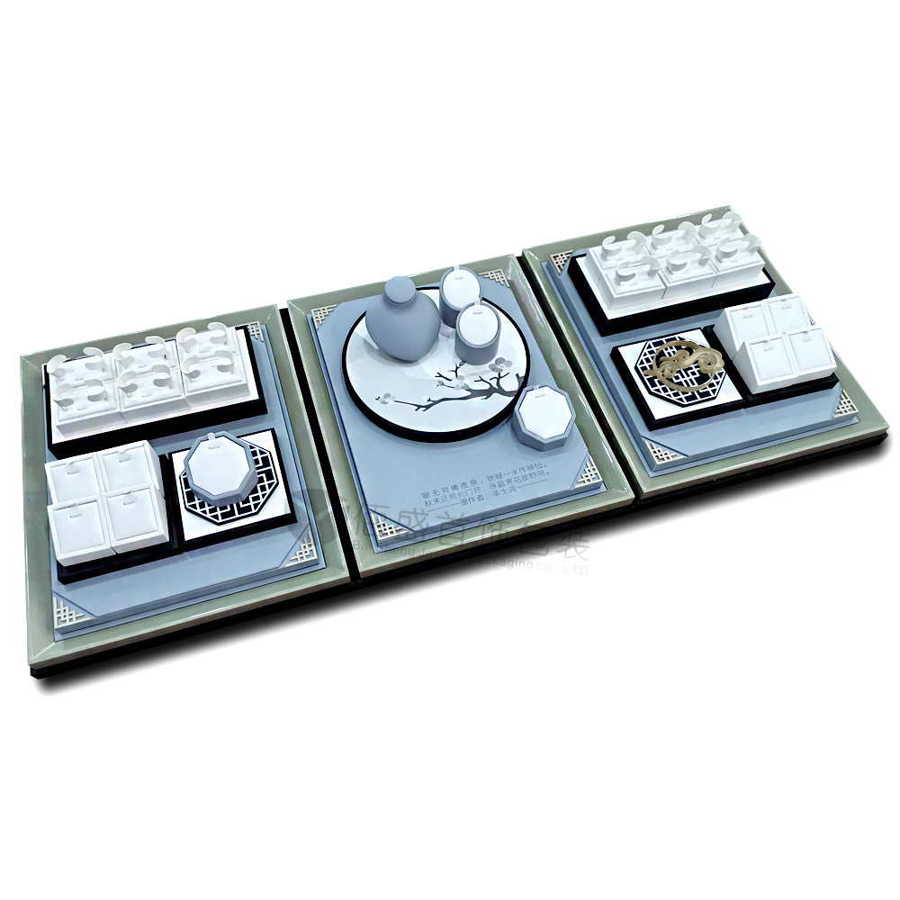 厂家直销玉器翡翠陈列柜台珠宝玉石首饰彩宝项链展示道具套装定制