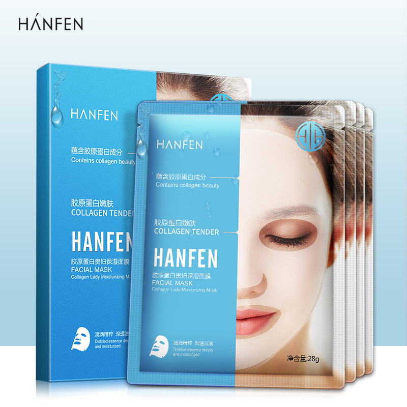 Han Fen Collagen Lady Moisturizing Mask Moisture Replenishment Oil Controlling and Pore Refining Moisturizing Mask Factory Wholesale