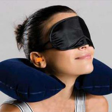 旅游三宝 充气U枕 隔音耳塞 睡眠眼罩遮光眼罩降低噪音耳塞旅行枕