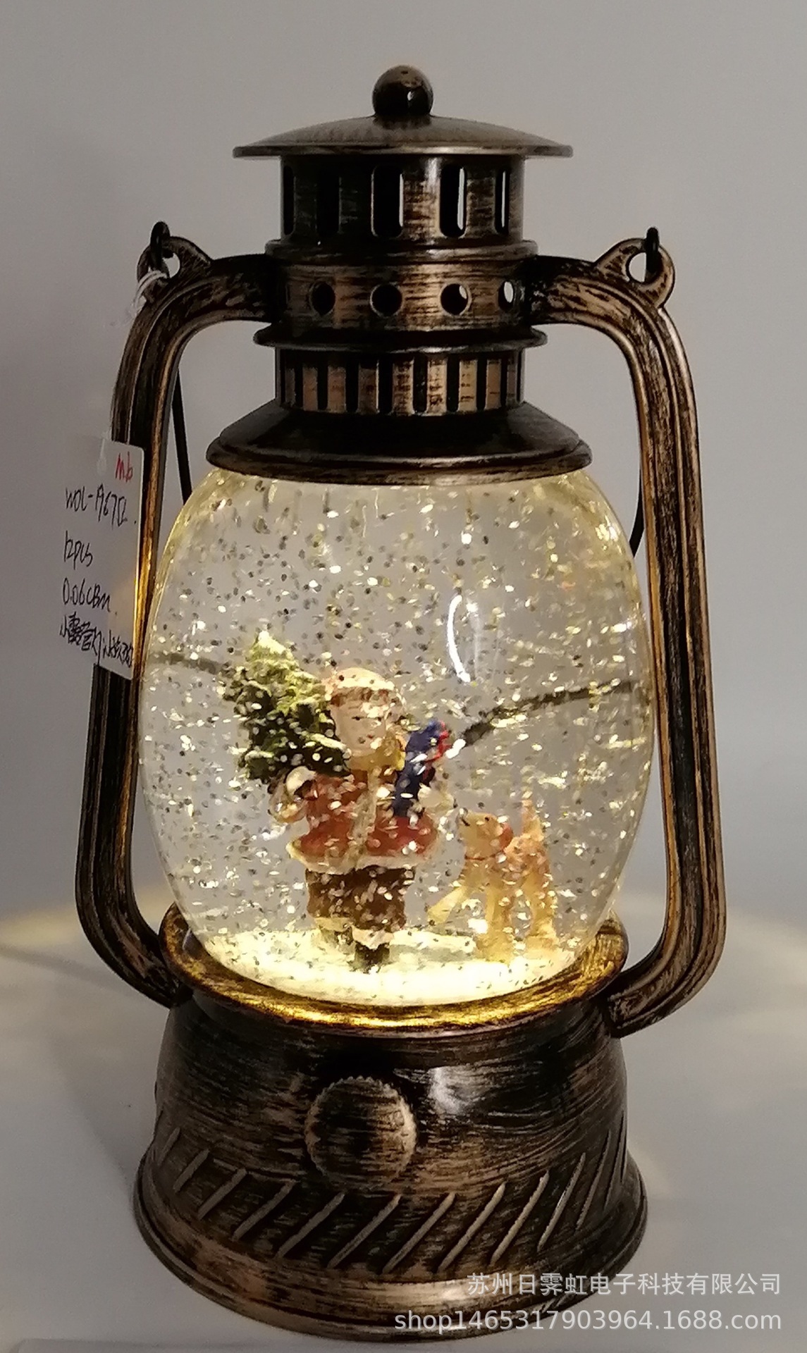 圣诞节水晶球手提马灯装饰品店面摆件圣诞老人宗教礼物礼品小夜灯