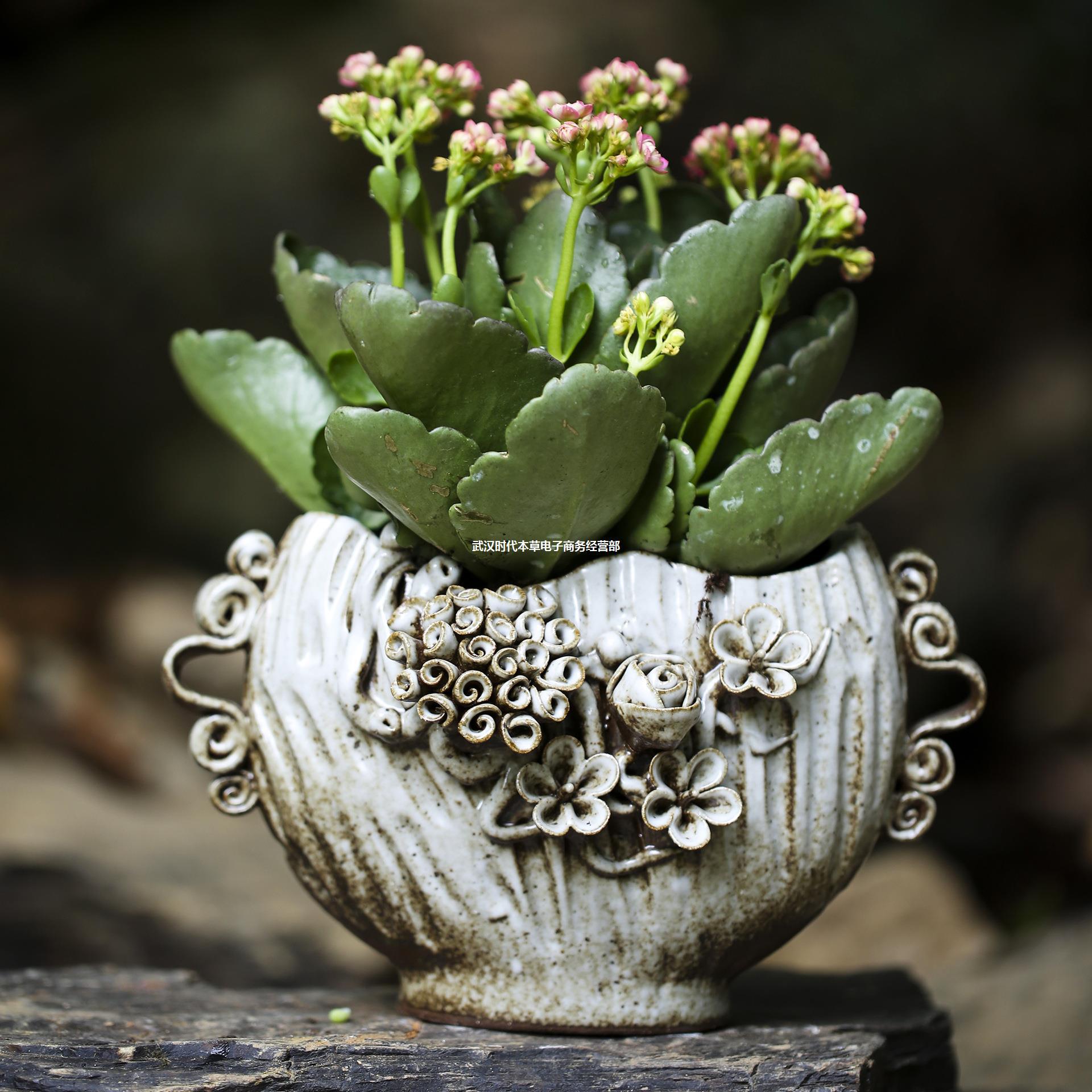 新款手工雕刻捏花陶瓷摆件花器插软装家居办公室酒店花店艺术品