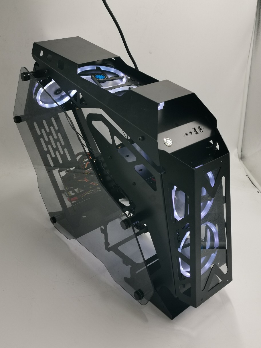 游戏机箱电竞风冷机箱台式电脑主机箱全透光网咖中咖异形atx机箱