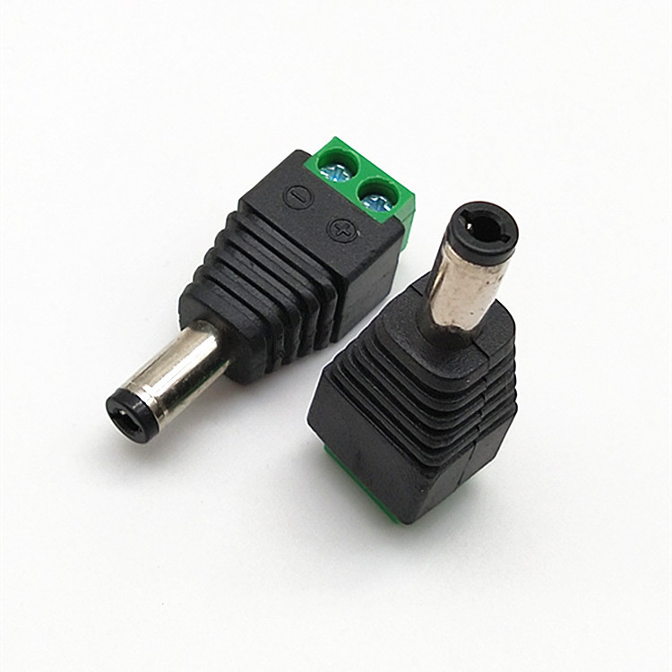直销dc电源接头dc端子音叉公5.5*2.5mm 绿色端子转dc电源转换插头
