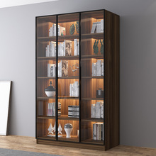 书柜书架现代简约带玻璃门储物柜置物架自由组合落地展示柜架书橱