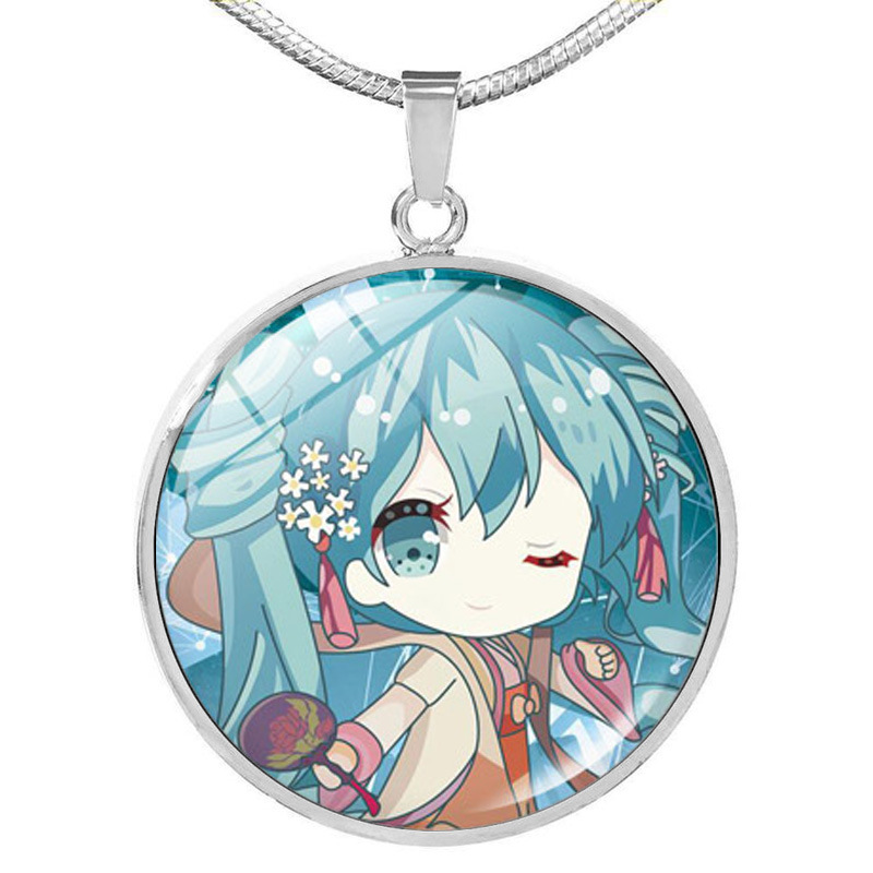 动漫周边 初音未来时光宝石吊坠项链洛天依雪初音乐正绫配饰批发