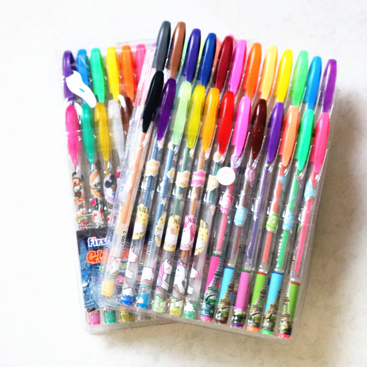 批发多图案24色荧光笔闪光笔彩色中性笔水粉笔可爱卡通彩色笔