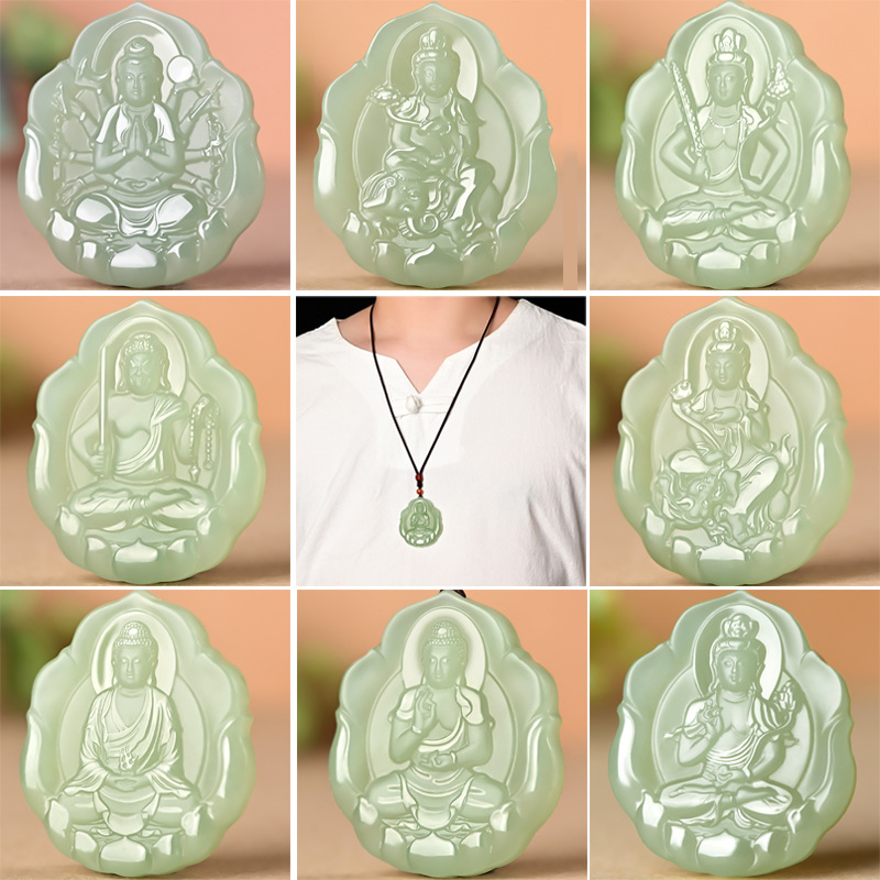 男女款新疆天然玉石手工八大守护神吊坠电脑精雕雕刻十二生肖挂件