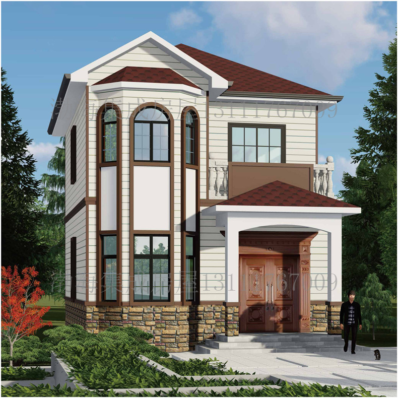 小面积二层轻钢别墅集成房屋建造厂家 农村钢结构房价格 双拼别墅