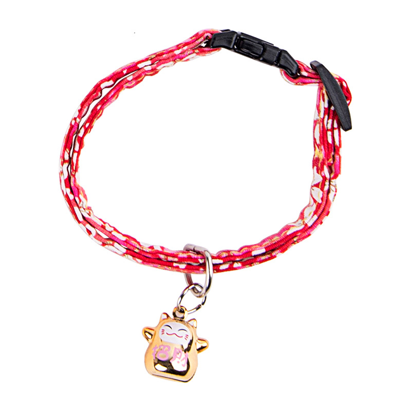 Japanese Style Printed Adjustable Cat Collar New Pet Collar Collar with Cartoon Bell