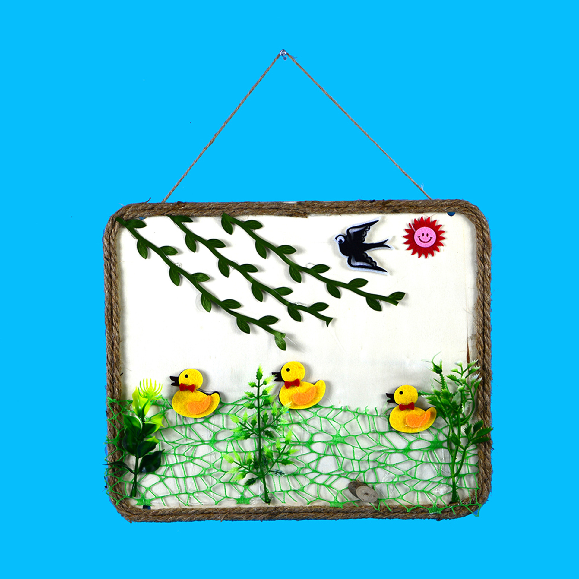 幼儿园环创主题墙 diy装饰教室走廊挂饰吊饰 麻绳木板材料包