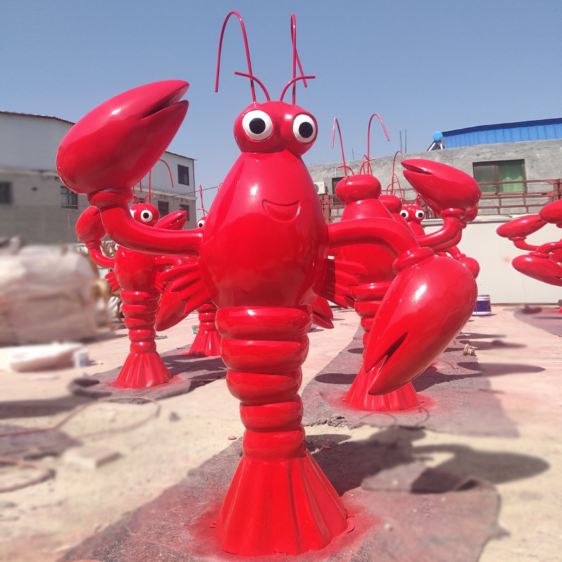 玻璃钢雕塑厂家小龙虾现货优惠仿真海鲜雕塑店铺门口迎宾雕塑摆件