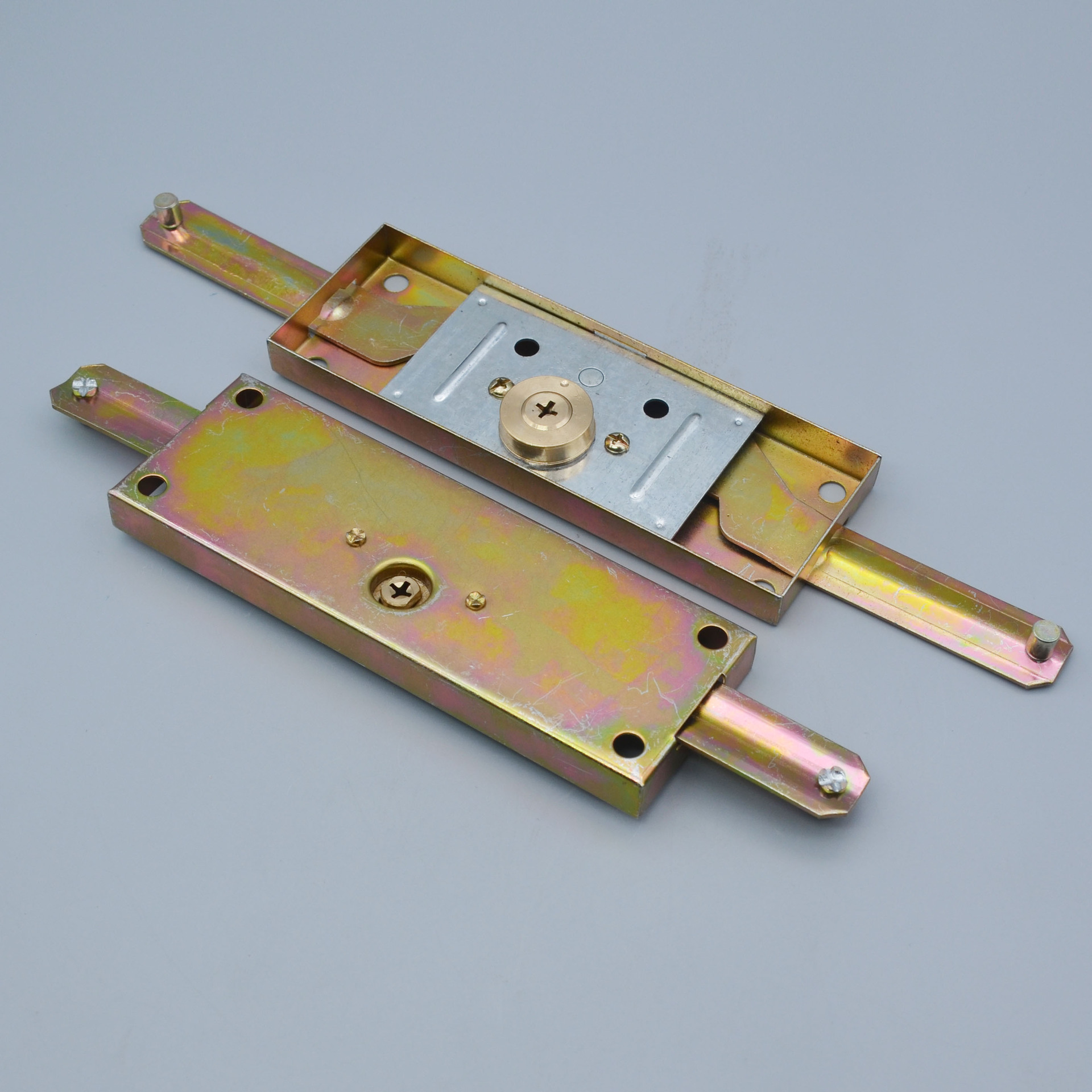 防盗中开卷门锁薄型十字一字月牙叶片拉闸锁厂房车库商铺卷闸门锁