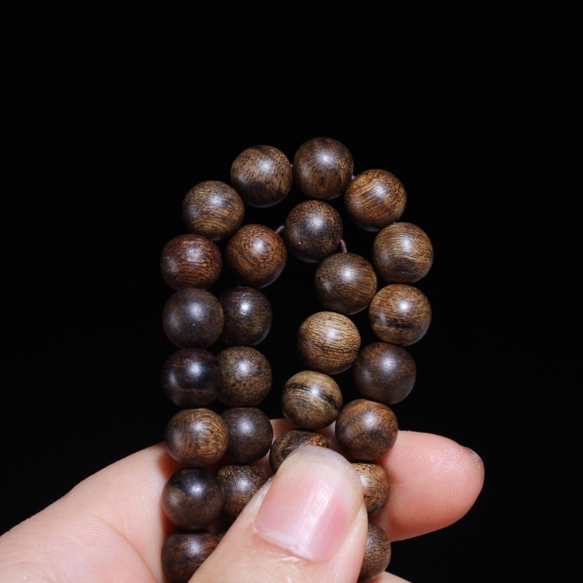 附带证书达拉干沉香黑油高油老料沉香手串男士佛珠天然沉香佛珠