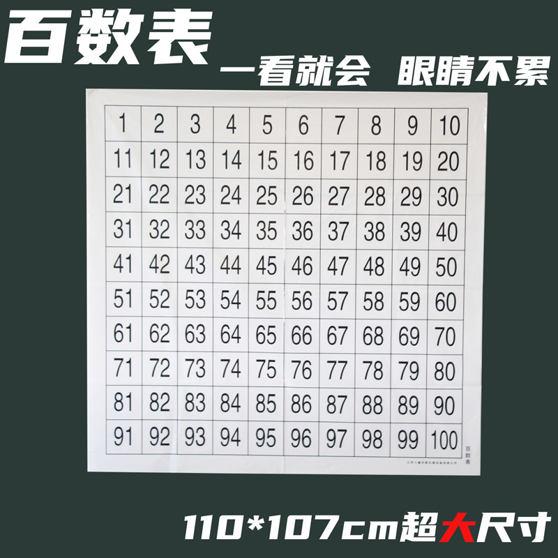 百数表 教师演示学前幼儿数字1-100挂图早教启蒙认知儿童学习数字