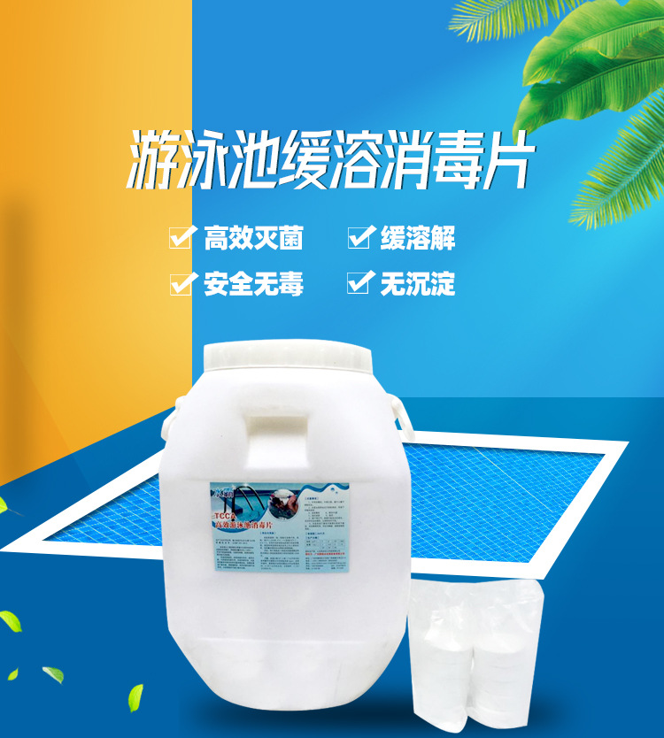 厂家批发游泳池消毒剂氯片泳池消毒片 氯气丸 200克速溶 污水处理