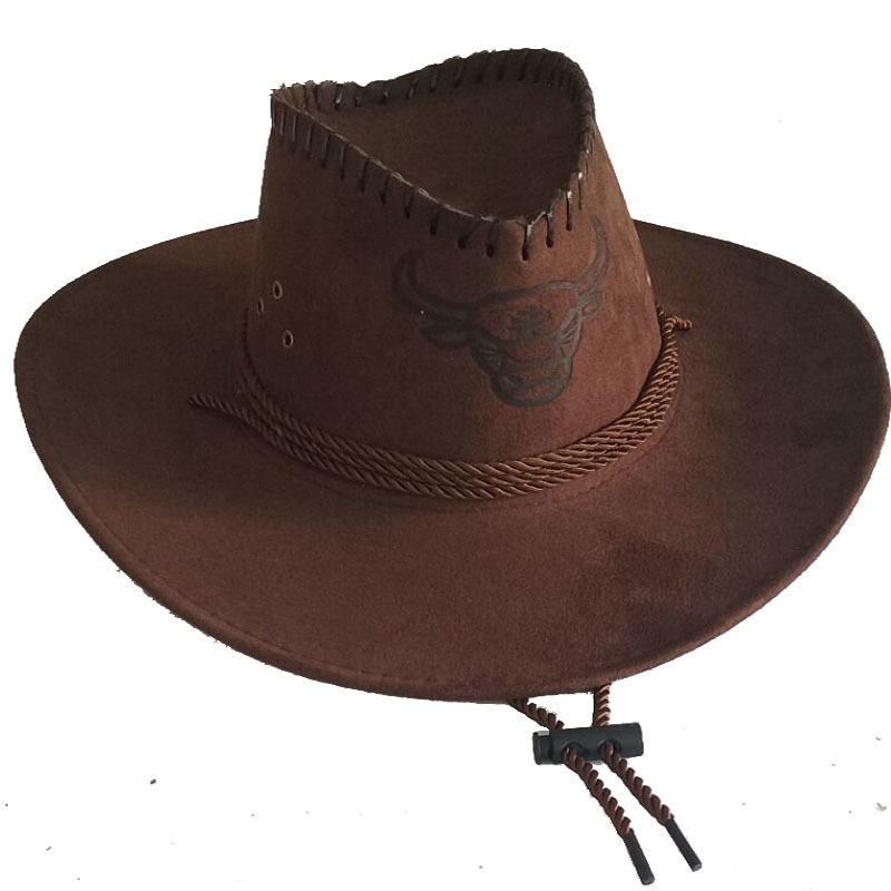 New Style Printed Cow Head Chicken Skin Deerskin Velvet Knight Western Cowboy Hat Camouflage Cloth Hat Travel Sun Hat Wholesale Straw Hat