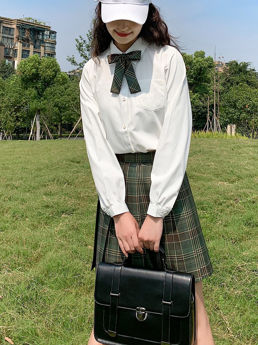 森中律jk制服短裙领结日系清新高腰格纹半裙软妹百褶裙