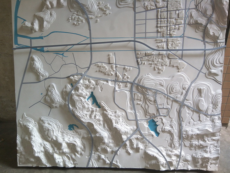 投影素模沙盘广州地形白模 立体壁挂式区域规划沙盘展示 来图定制