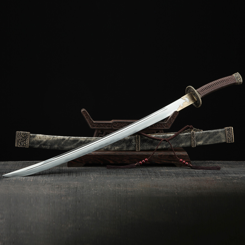 龙泉市刀剑花纹钢烧刃铜装大清御刀清腰刀冷兵器镇宅硬宝剑未开刃