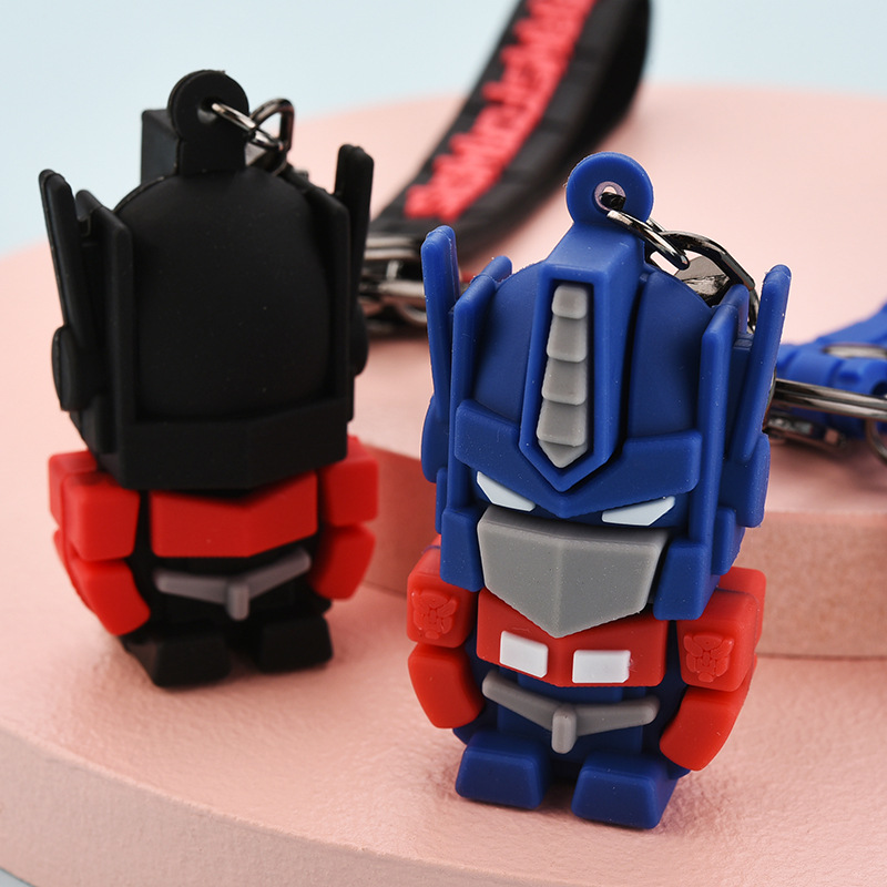 pvc软胶变形金刚机器人钥匙扣滴胶卡通公仔挂件包包挂饰小礼品