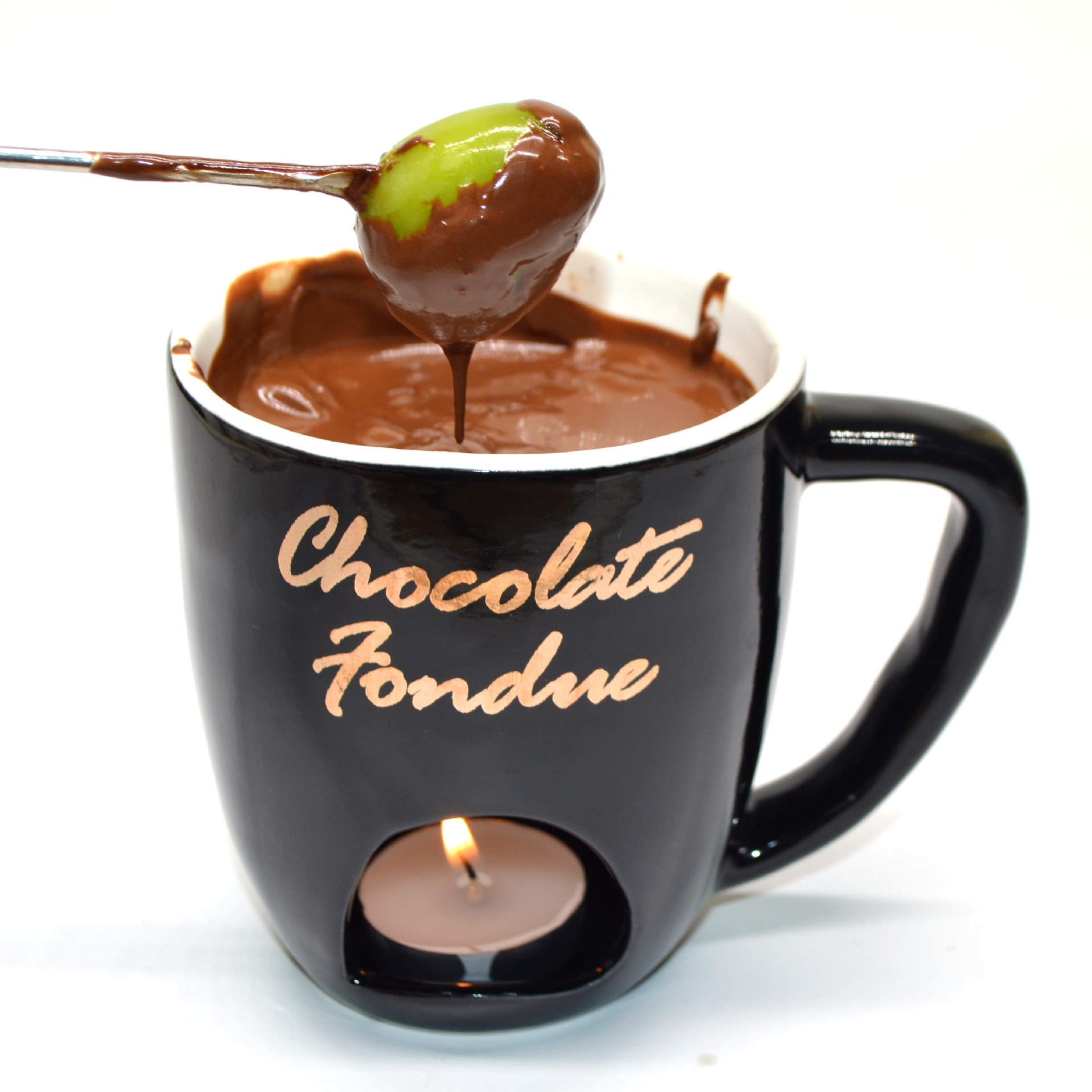 黑色陶瓷金色印花芝士火锅杯,巧克力芝士火锅杯套装