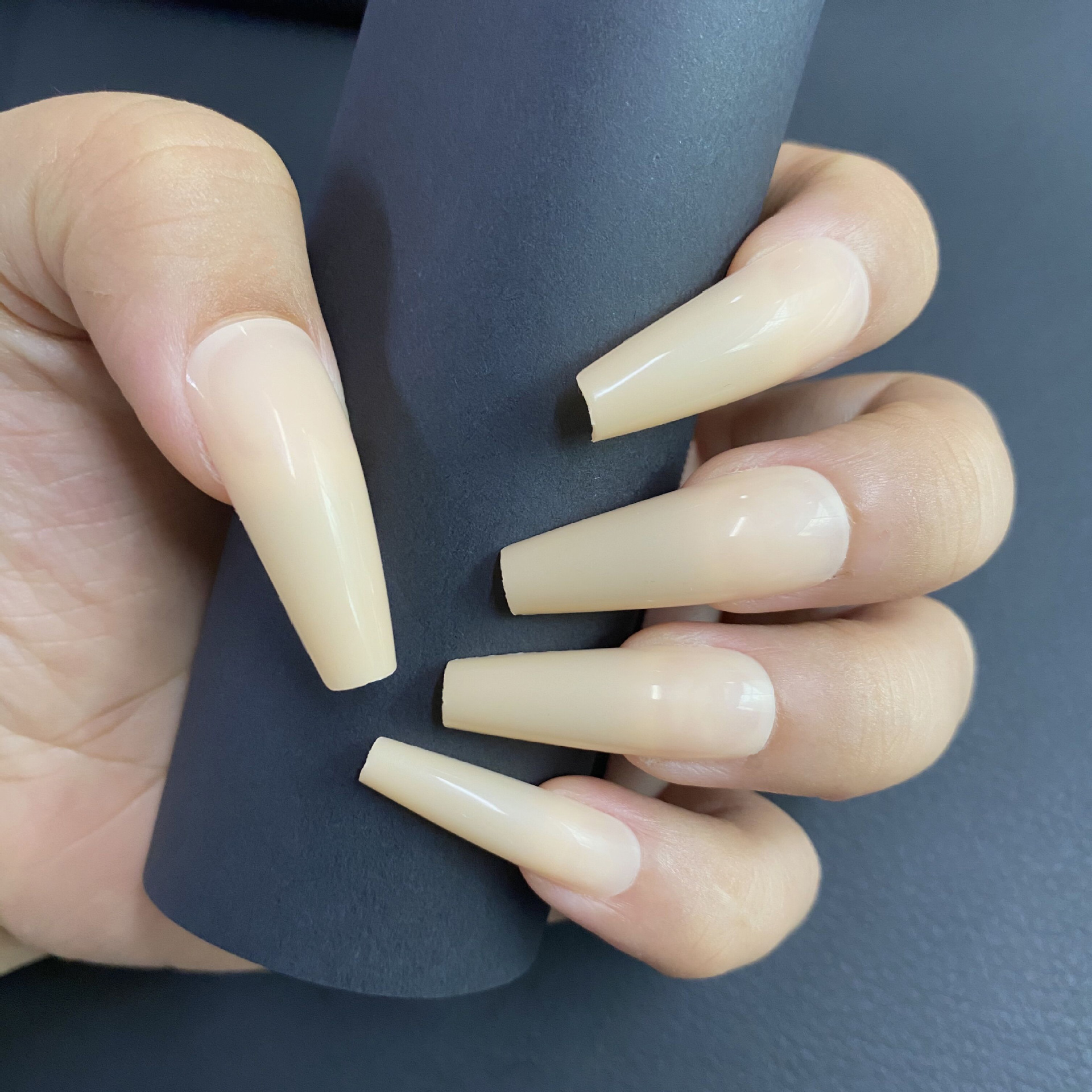 跨境专供100片纯色盒装假指甲conffin nail长款芭蕾舞甲片延长甲